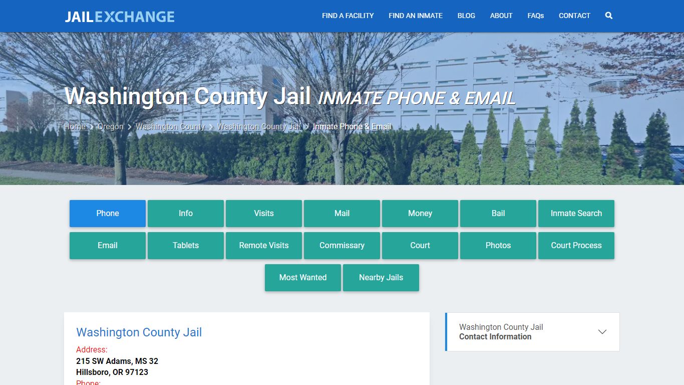 Inmate Phone - Washington County Jail, OR - Jail Exchange